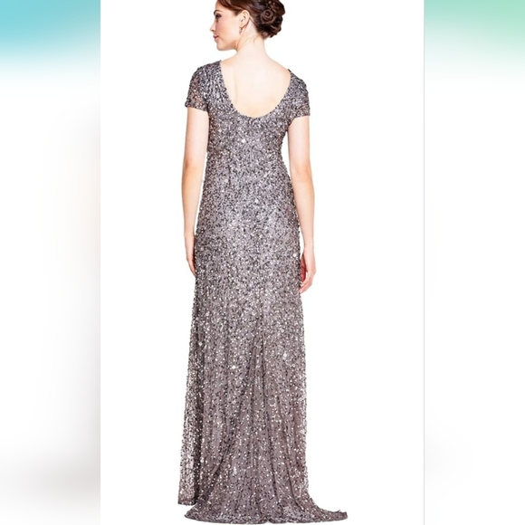 Adrianna Papell Beaded Gown Lead sz 8P - Picture 2 of 10